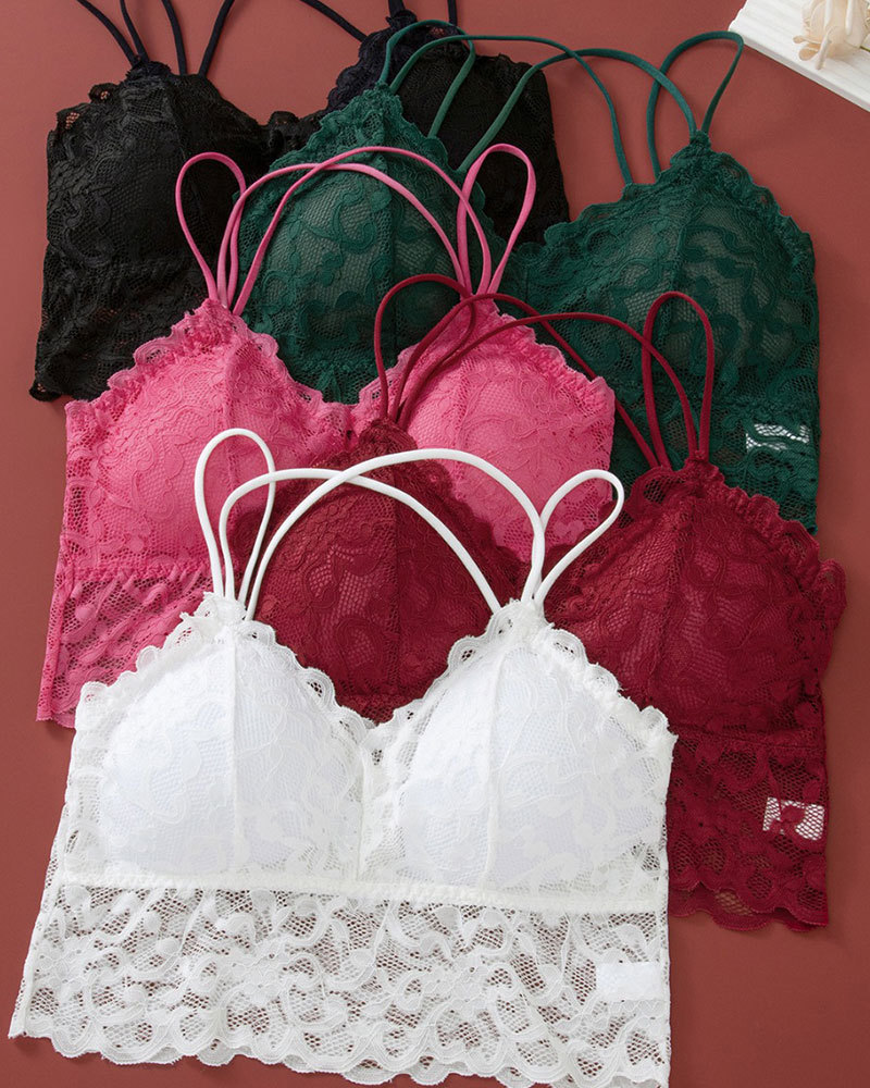 Vibecurve® Women's Contrast Lace Backless Wireless Bra & Panty Underwear Set