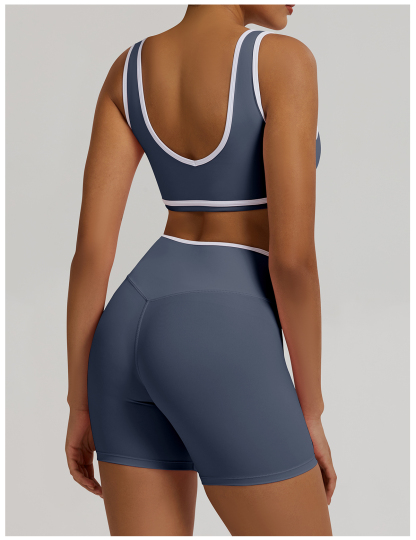 Vibecurve®Contrast Color Crossover High Waist Shorts