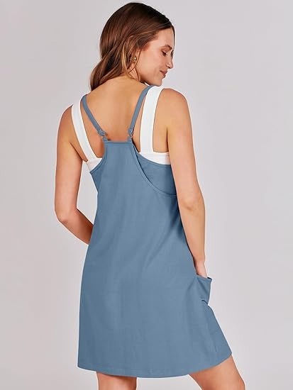 Vibecurve® Women Athletic Dress Summer Tennis Workout Active Sports Mini Romper Dress Built in Shorts Travel Vacation Clothes