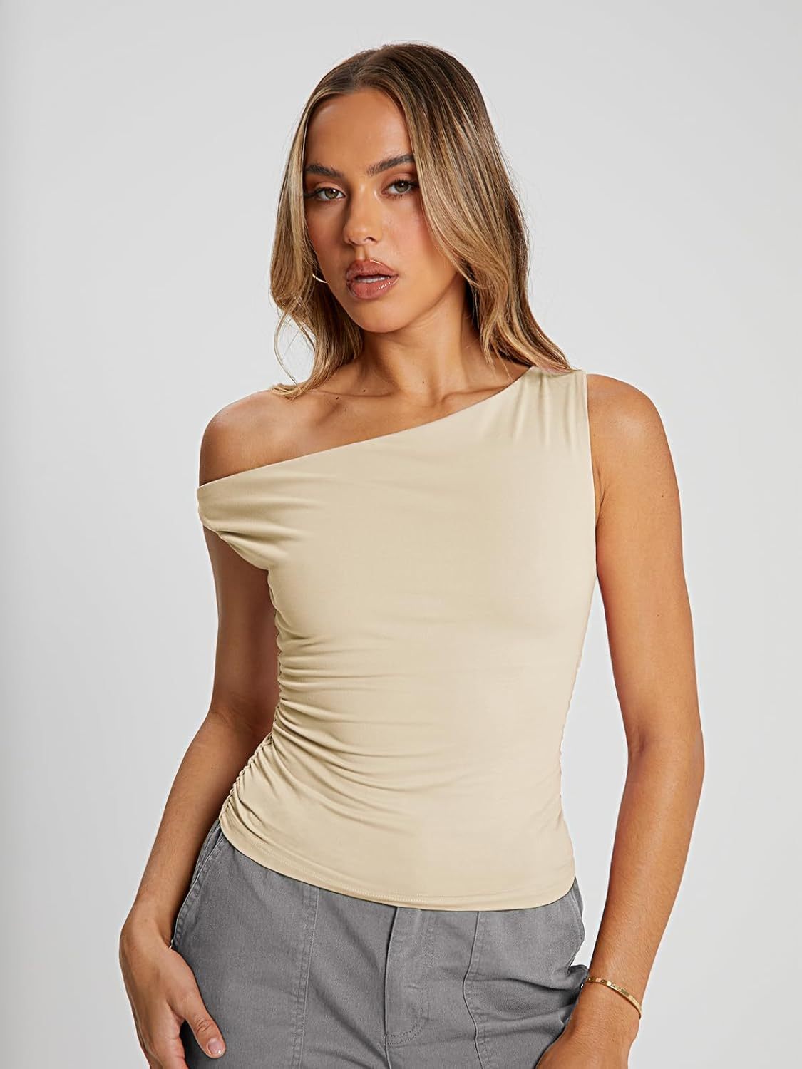 Vibecurve® Womens Summer Tops Spring Off Shoulder T Shirts Going Out Crop Tank Top Fashion Clothes Workout Outfit 