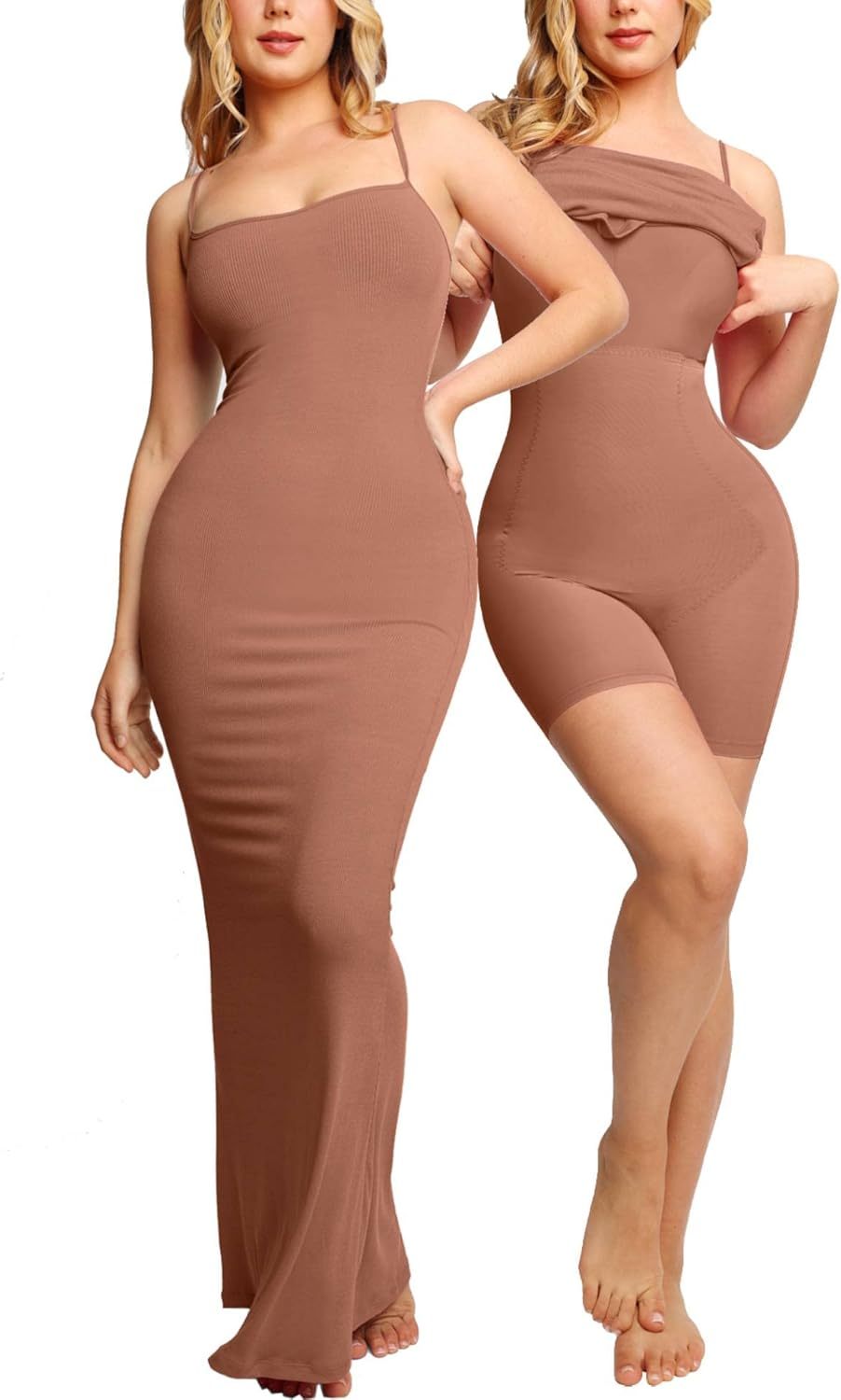 Vibecurve® Ribbed Modal Built-In Shapewear Dresses