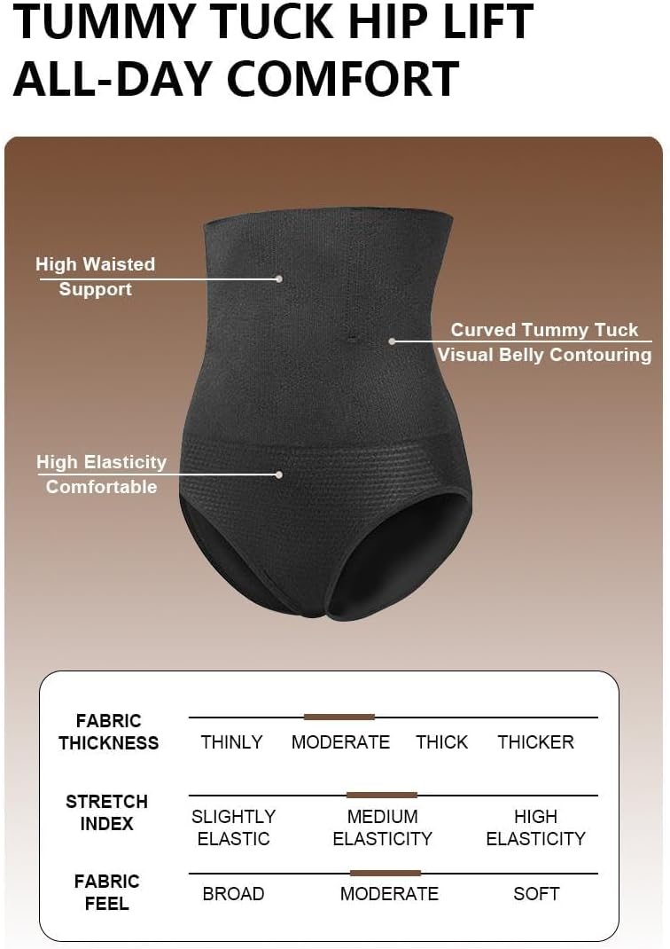 Women's Tummy Control Shapewear Panties Hi-Waist Body Shaper Underwear Slimming Briefs Compression Minimalist