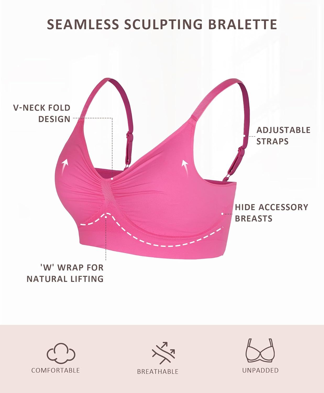 Vibecurve® Bralettes for Women with Support Comfortable Bras No Underwire Seamless Everyday Bras