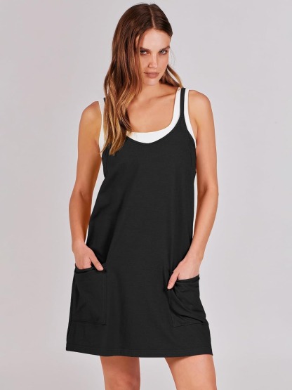 Vibecurve® Women Athletic Dress Summer Tennis Workout Active Sports Mini Romper Dress Built in Shorts Travel Vacation Clothes