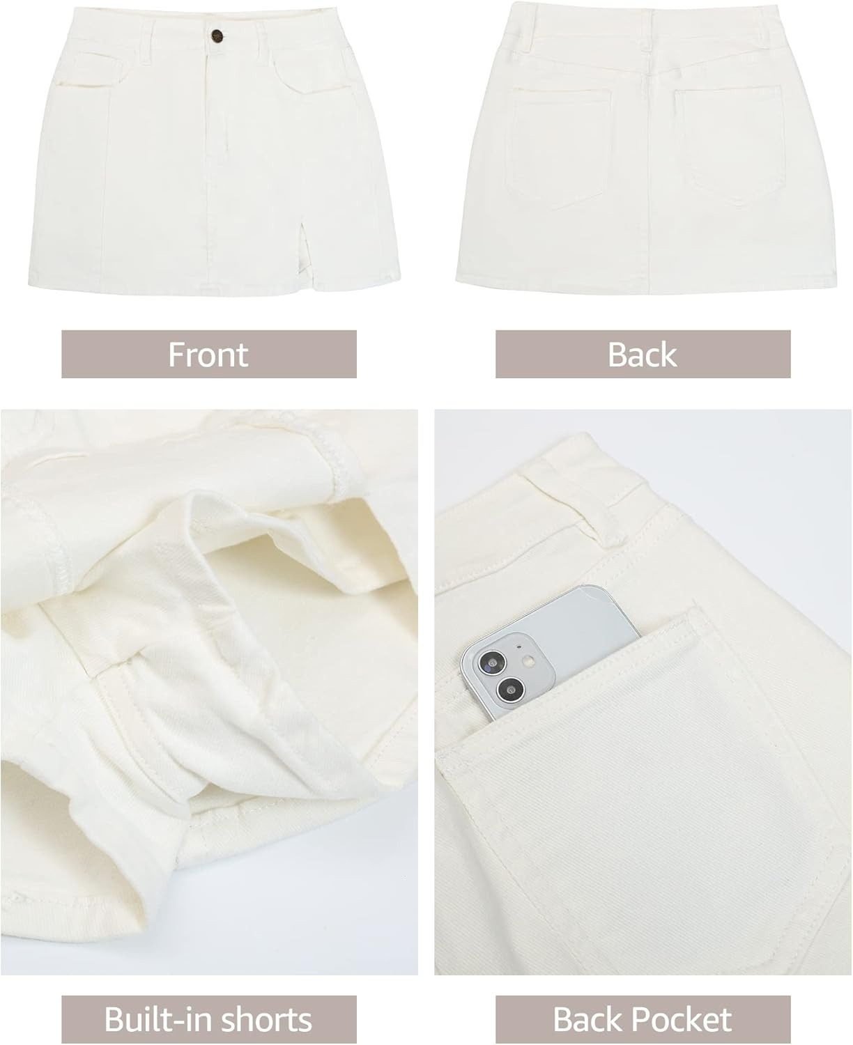 Vibecurve®Shorts Skirts for Women Denim Mini Skirt Side Slit with High Waisted Jean Shorts Stretchy