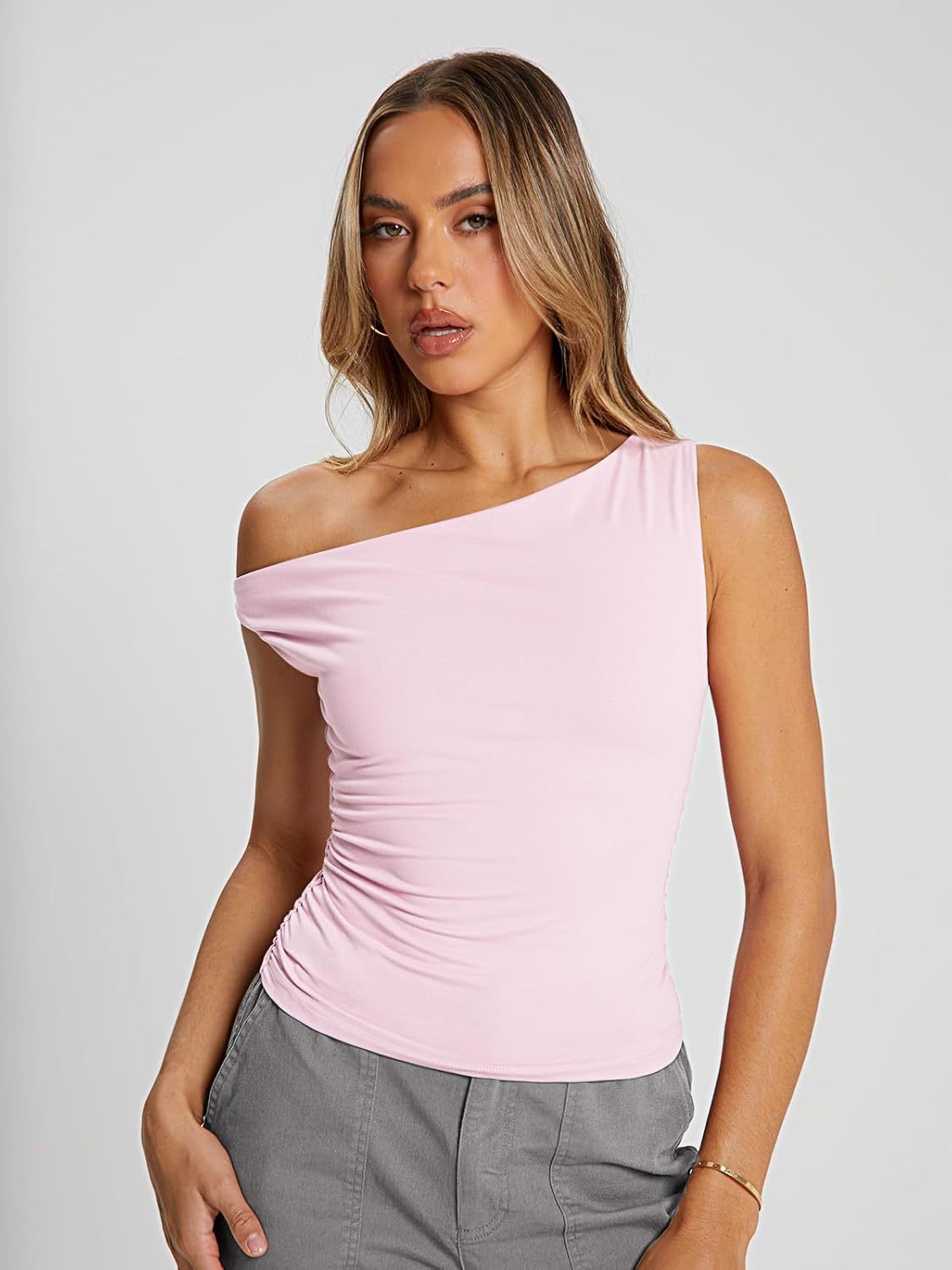 Vibecurve® Womens Summer Tops Spring Off Shoulder T Shirts Going Out Crop Tank Top Fashion Clothes Workout Outfit 