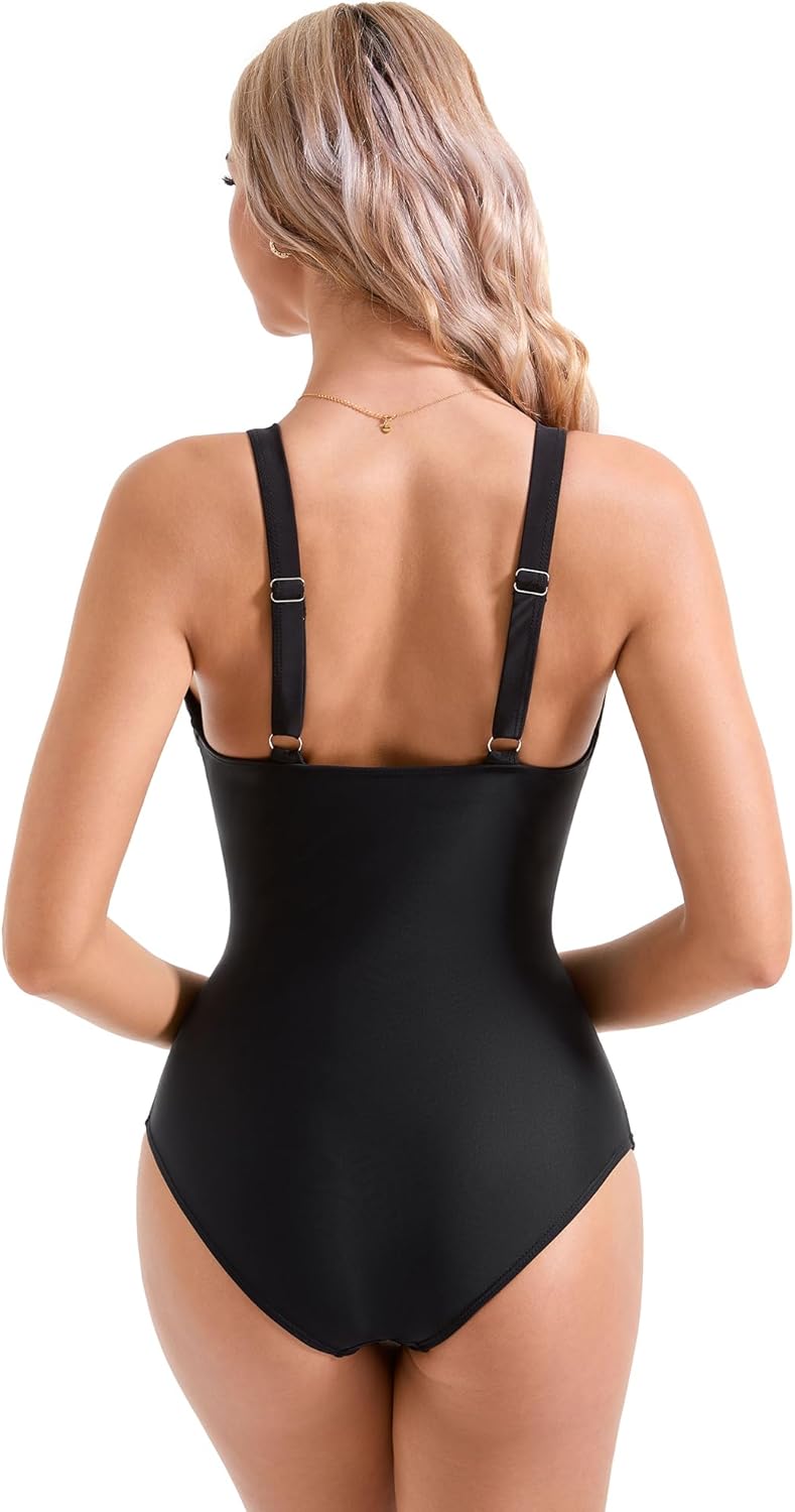 SUUKSESS Women Sexy Mesh Tummy Control Swimsuit Push Up High Waisted Bathing Suit
