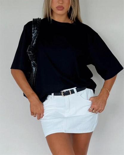 Vibecurve®High Waisted Stretchy Denim Skirt with Shorts