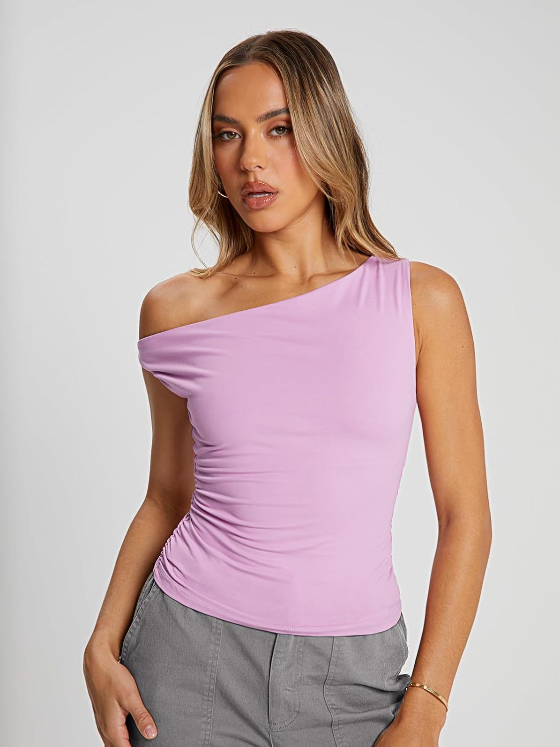 Vibecurve® Womens Summer Tops Spring Off Shoulder T Shirts Going Out Crop Tank Top Fashion Clothes Workout Outfit 