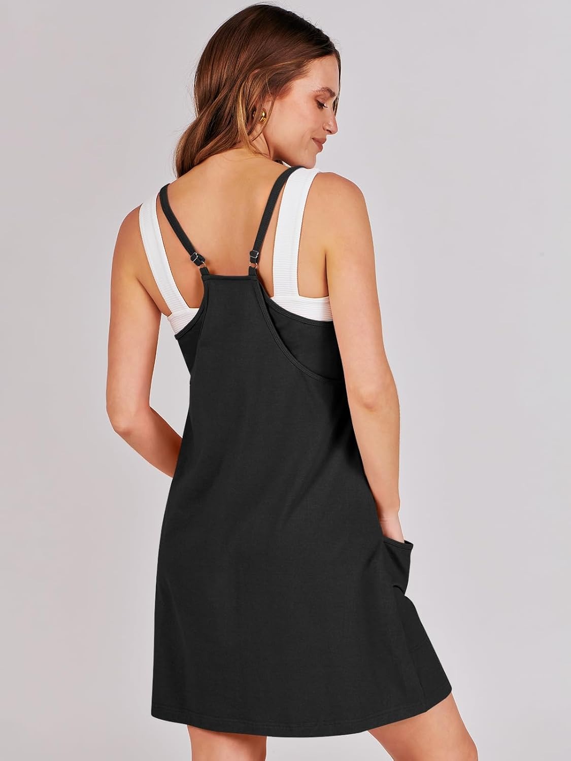 Vibecurve® Women Athletic Dress Summer Tennis Workout Active Sports Mini Romper Dress Built in Shorts Travel Vacation Clothes