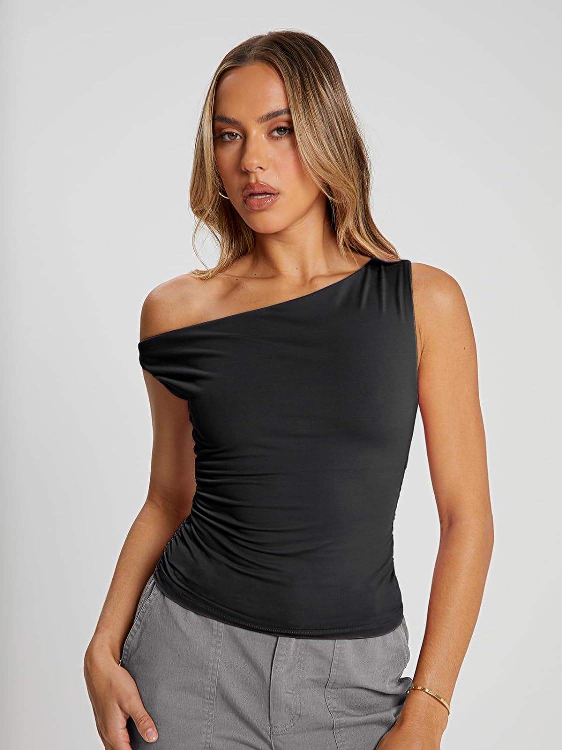 Vibecurve® Womens Summer Tops Spring Off Shoulder T Shirts Going Out Crop Tank Top Fashion Clothes Workout Outfit 