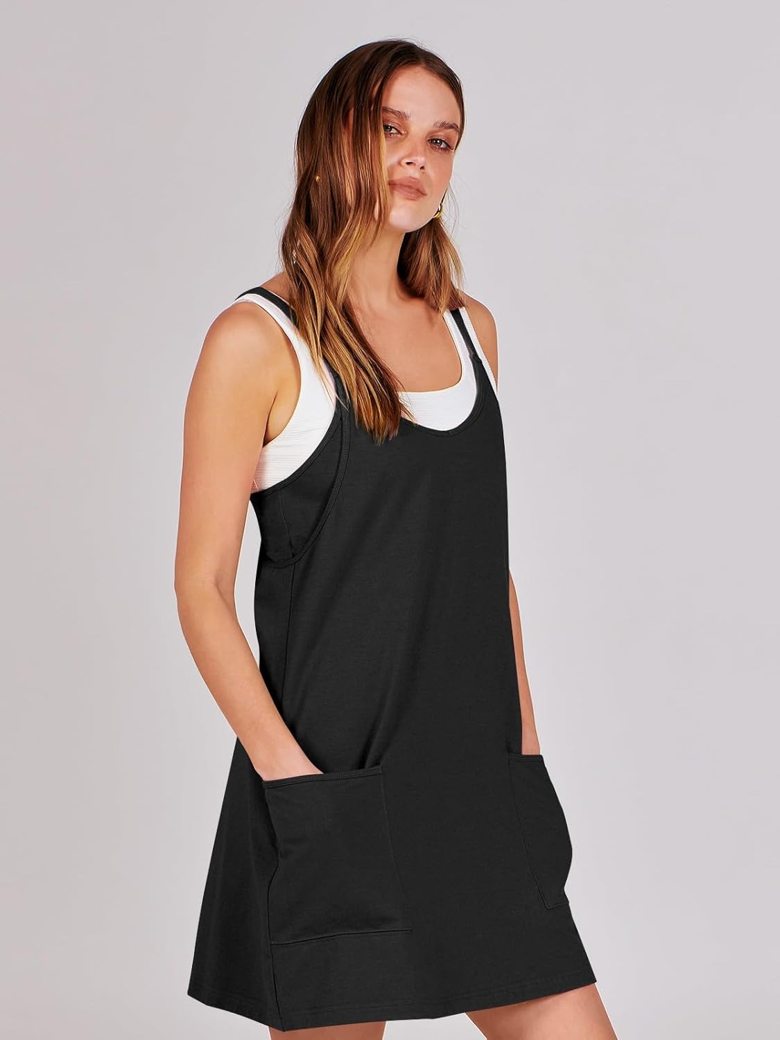 Vibecurve® Women Athletic Dress Summer Tennis Workout Active Sports Mini Romper Dress Built in Shorts Travel Vacation Clothes