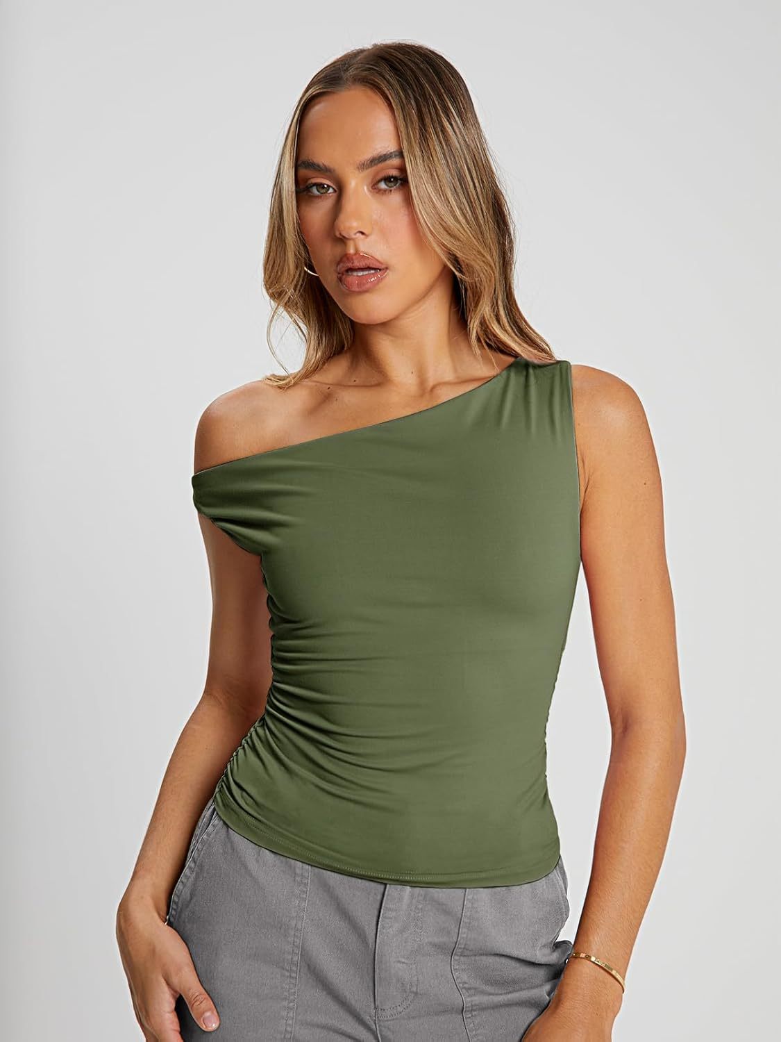 Vibecurve® Womens Summer Tops Spring Off Shoulder T Shirts Going Out Crop Tank Top Fashion Clothes Workout Outfit 