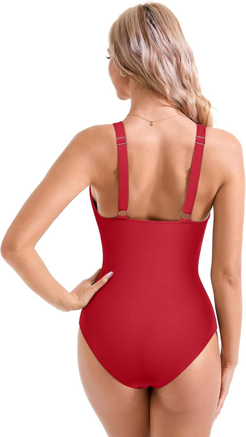 SUUKSESS Women Sexy Mesh Tummy Control Swimsuit Push Up High Waisted Bathing Suit