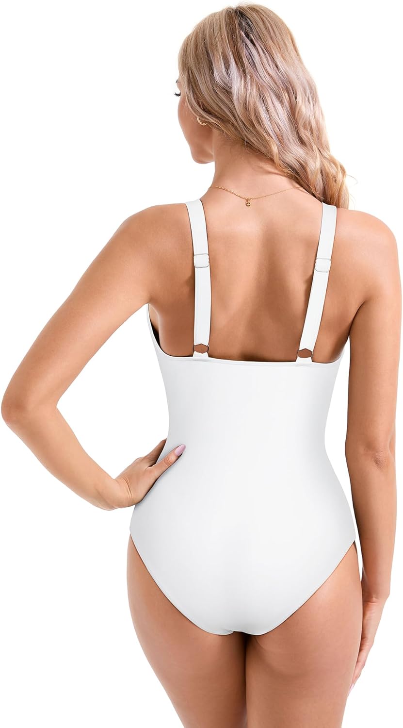 SUUKSESS Women Sexy Mesh Tummy Control Swimsuit Push Up High Waisted Bathing Suit