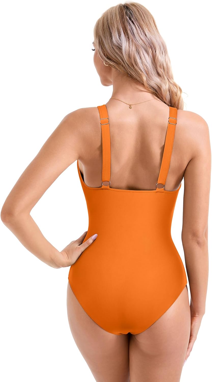 SUUKSESS Women Sexy Mesh Tummy Control Swimsuit Push Up High Waisted Bathing Suit