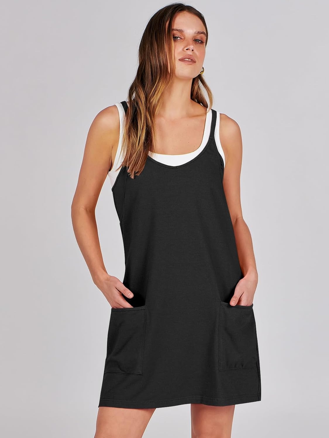 Vibecurve® Women Athletic Dress Summer Tennis Workout Active Sports Mini Romper Dress Built in Shorts Travel Vacation Clothes