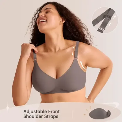 Vibecurve® Wireless V Neck Bra with Front-Adjustable Straps
