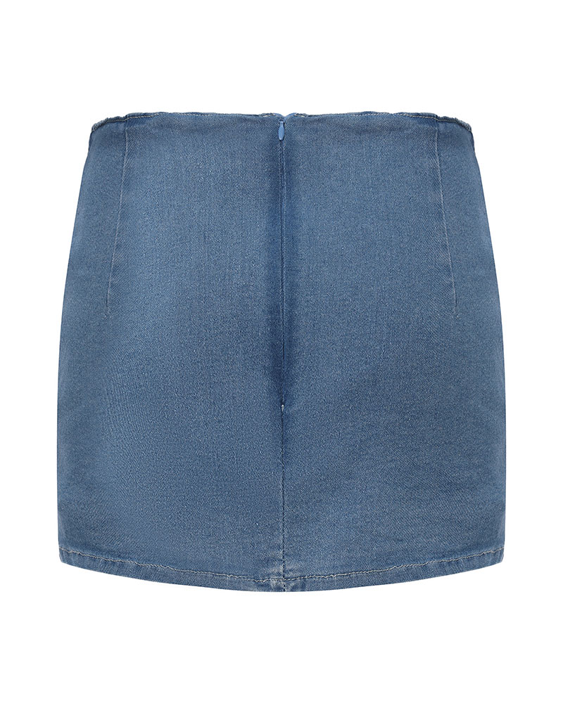 Vibecurve® Buckle Down High-Rise Denim Skort