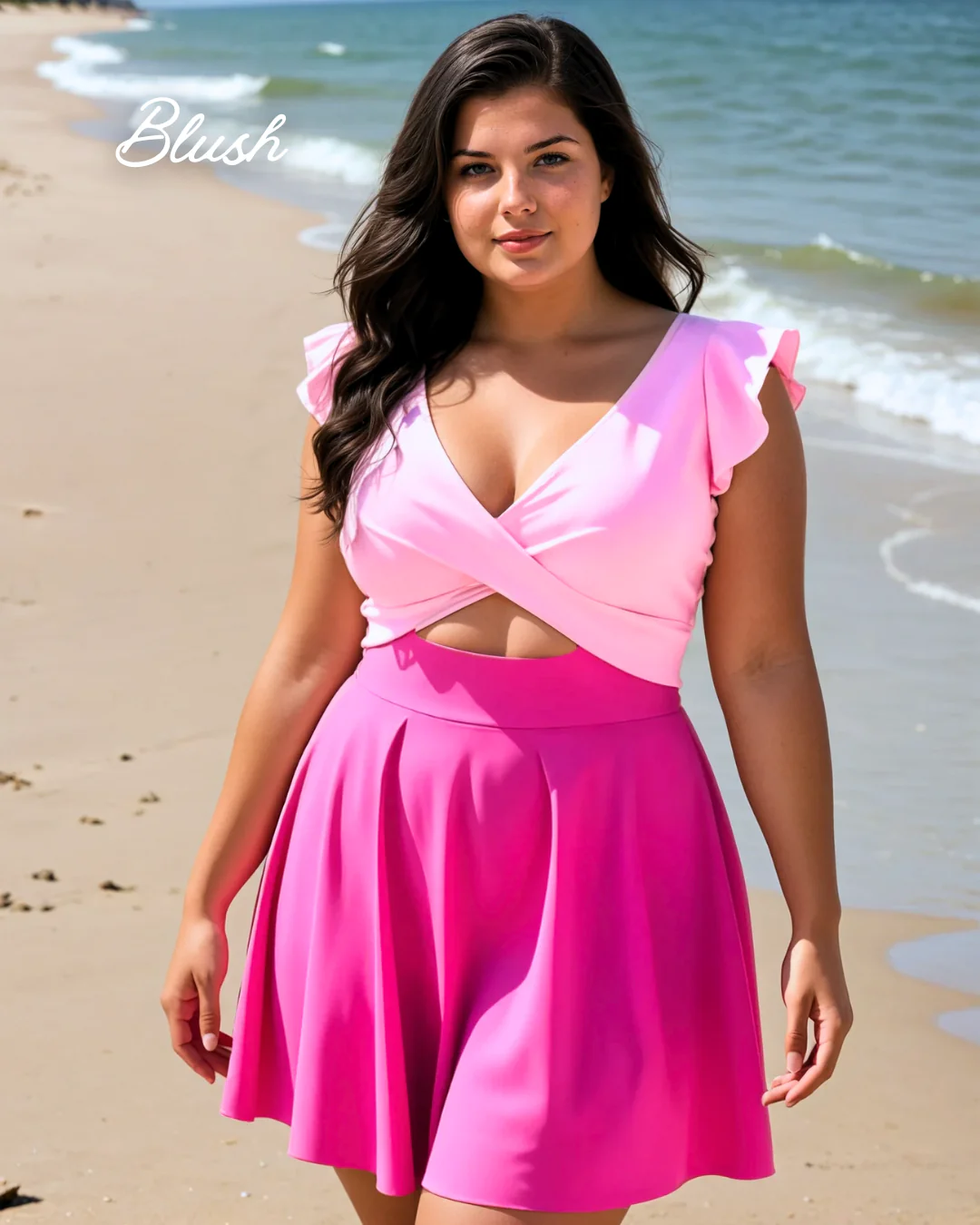 Vibecurve® Women's One Piece Swimsuit Ruffle Cutout Swimdress Tummy Control V Neck Wrap Swimwear