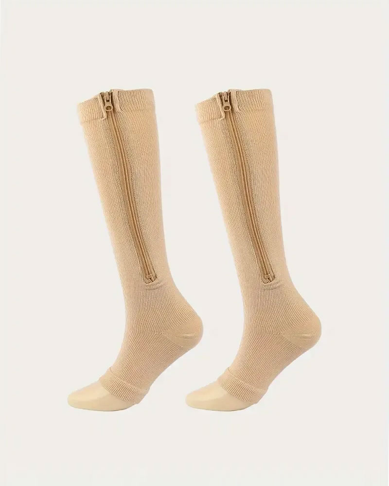 Vibecurve® Solid Color Zip-Up Knee-High Sports Socks