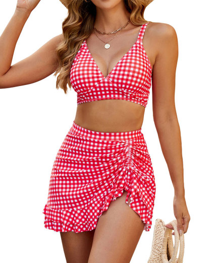 Vibecurve® High Waisted Bikini Sets Women's Tummy Control Gingham