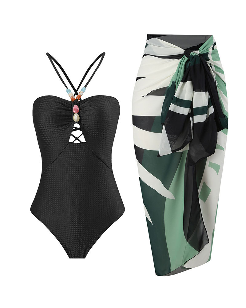 Vibecurve® Womens One-Piece Swimsuits with Cover Up Wrap Skirt