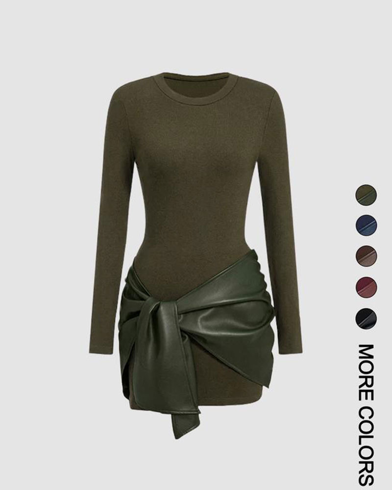 Vibecurve® Women's Patchwork Knot Side Dress