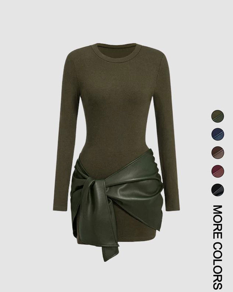 Vibecurve® Women's Patchwork Knot Side Dress