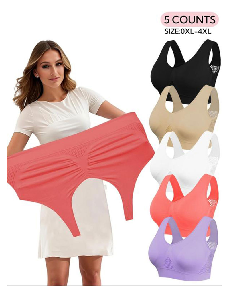 Vibecurve® Plus Size Women's Plain Hollow Out Wireless Seamless Bra