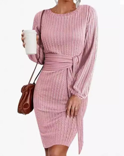 Vibecurve® Women's Elegant Knit Dress Long Lantern Sleeve