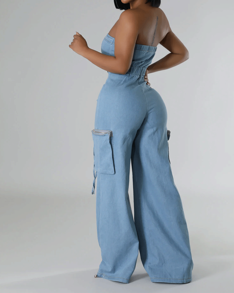 Vibecurve®Cargo Fashionable Denim Jumpsuit