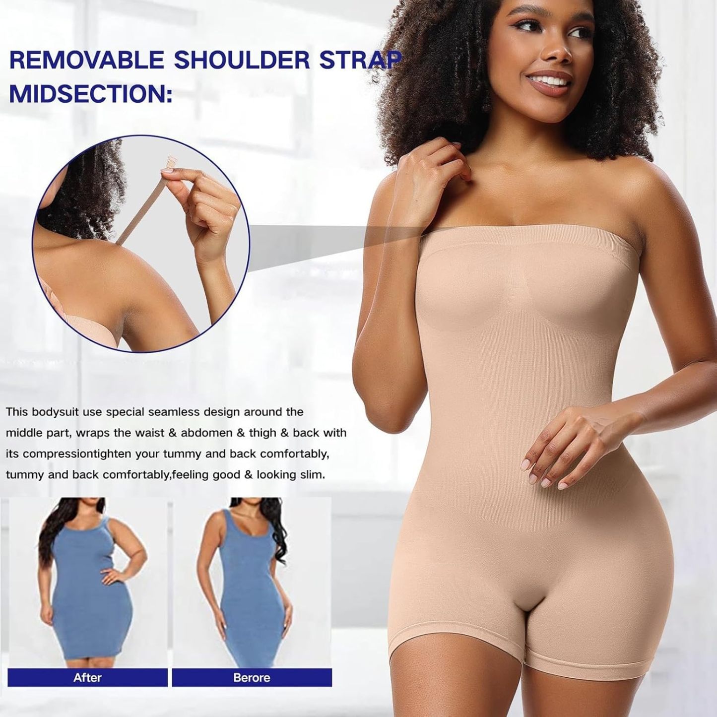 Vibecurve® Women's Seamless Removable StraplessBodysuits For Women's Yoga Rompers