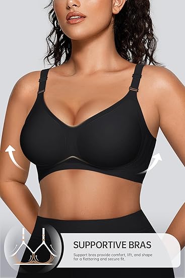 Vibecurve® Wireless V Neck Bra with Front-Adjustable Straps