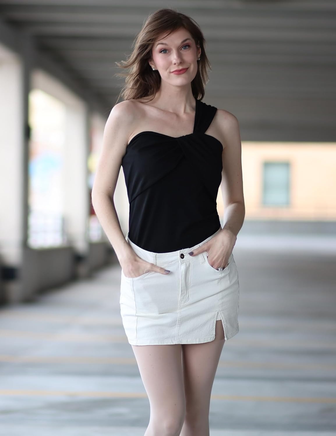 Vibecurve®Shorts Skirts for Women Denim Mini Skirt Side Slit with High Waisted Jean Shorts Stretchy