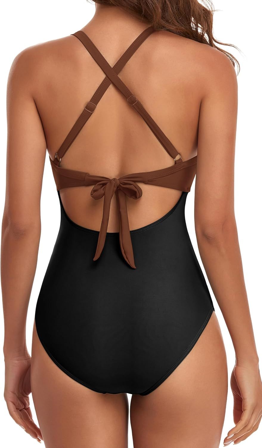 Vibecurve® Women's One Piece Swimsuits Tummy Control Cutout High Waisted Bathing Suit Wrap Tie Back 1 Piece Swimsuit