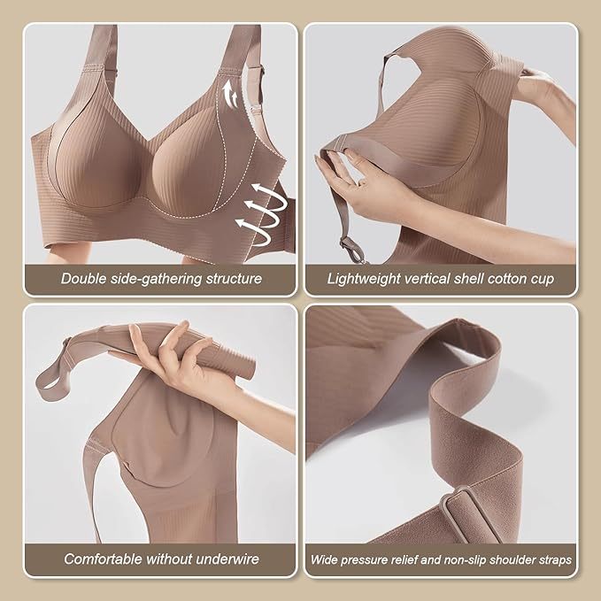 Vibecurve® Women's Solid Color Seamless No-Wire Comfortable Breast Lifting Bra