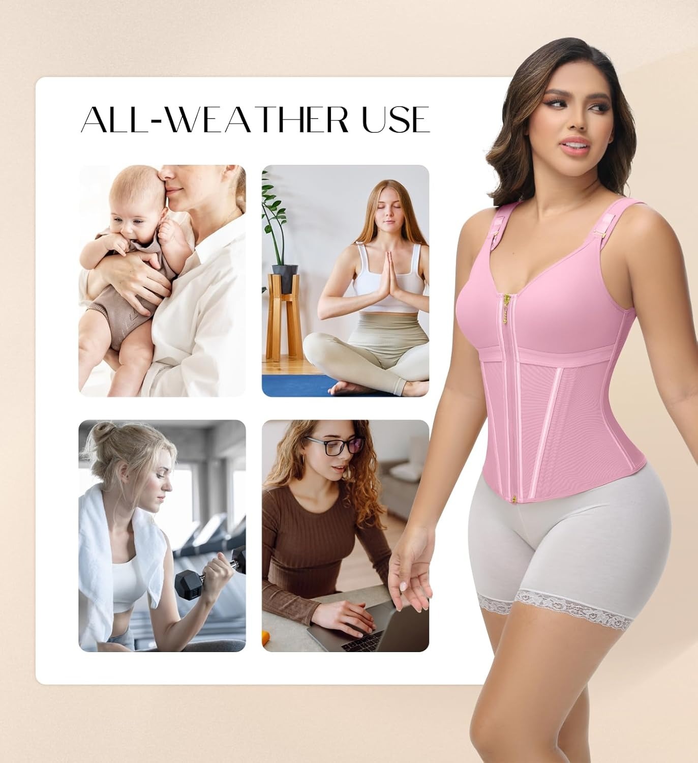 Vibecurve®Women's Waist Shaper With Bra, Belly Band, Fitness Shapewear With Adjustable Straps