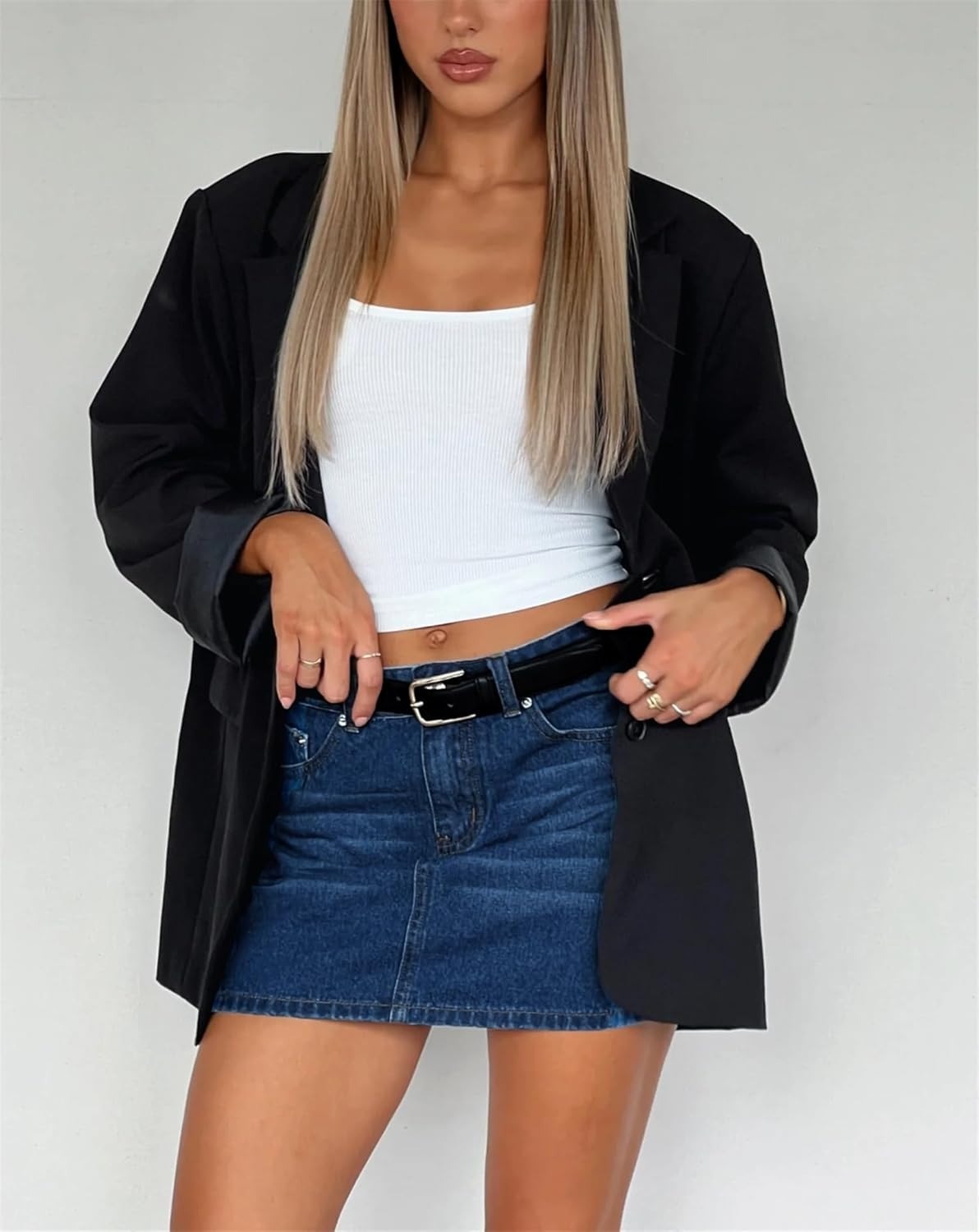 Vibecurve®High Waisted Stretchy Denim Skirt with Shorts
