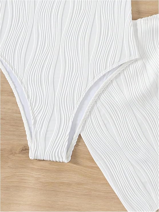 Vibecurve® Women's Solid Color Ribbed One-piece Swimsuit Elegant Fashion Casual Swimwear 