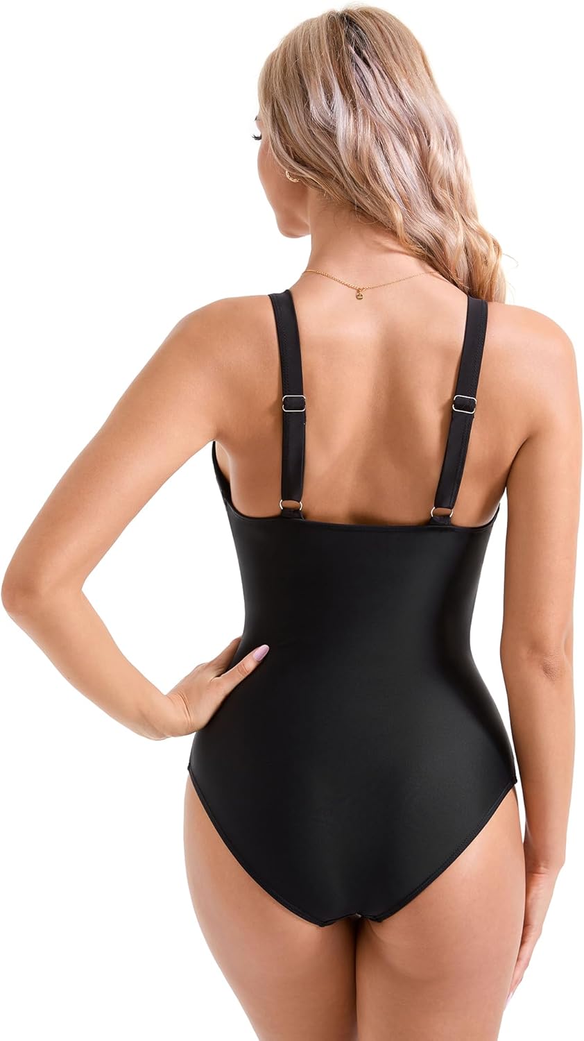 SUUKSESS Women Sexy Mesh Tummy Control Swimsuit Push Up High Waisted Bathing Suit