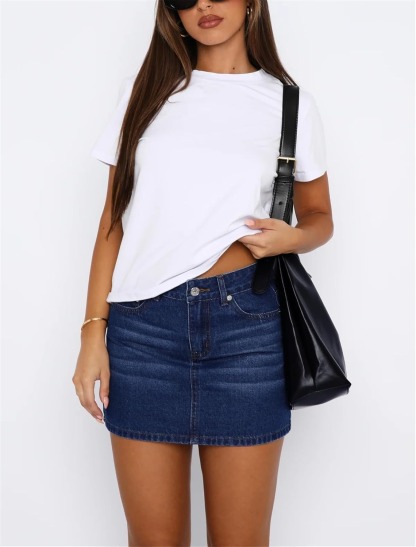 Vibecurve®High Waisted Stretchy Denim Skirt with Shorts