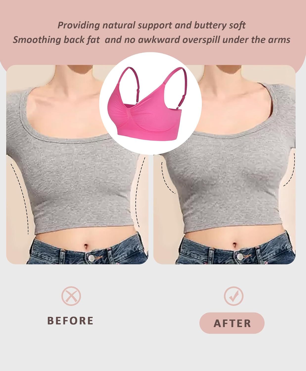 Vibecurve® Bralettes for Women with Support Comfortable Bras No Underwire Seamless Everyday Bras