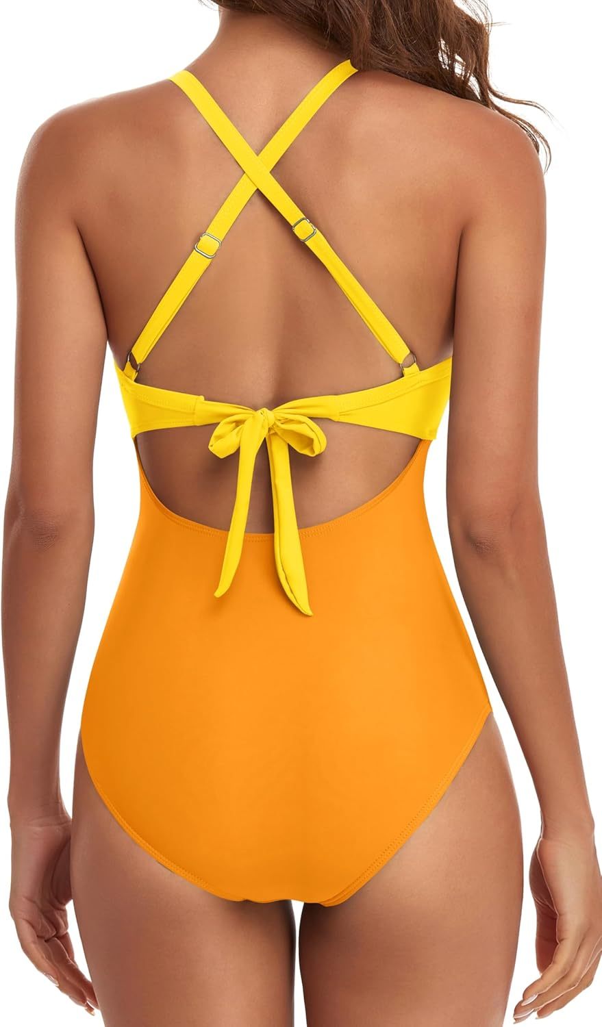Vibecurve® Women's One Piece Swimsuits Tummy Control Cutout High Waisted Bathing Suit Wrap Tie Back 1 Piece Swimsuit