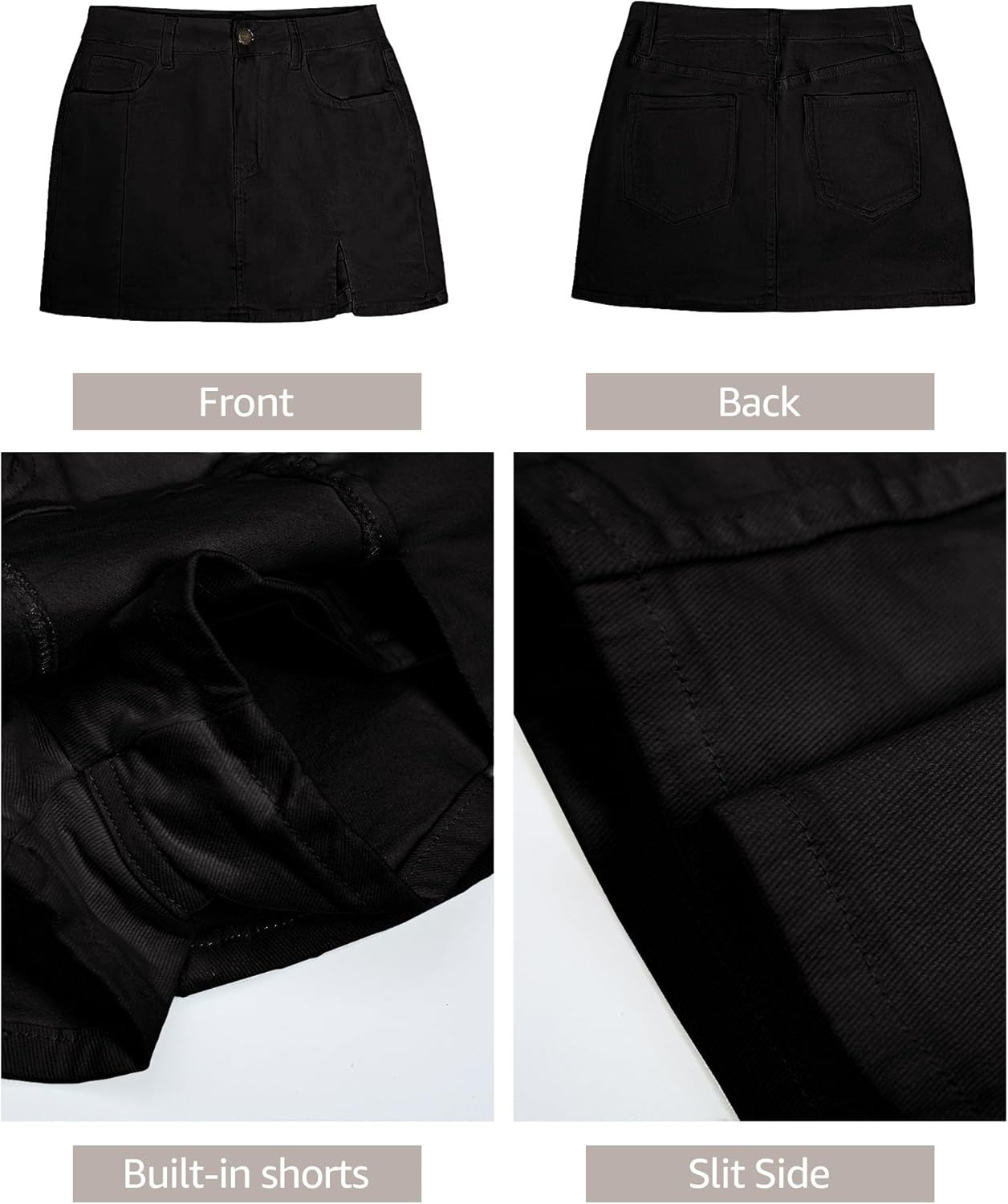 Vibecurve®Shorts Skirts for Women Denim Mini Skirt Side Slit with High Waisted Jean Shorts Stretchy