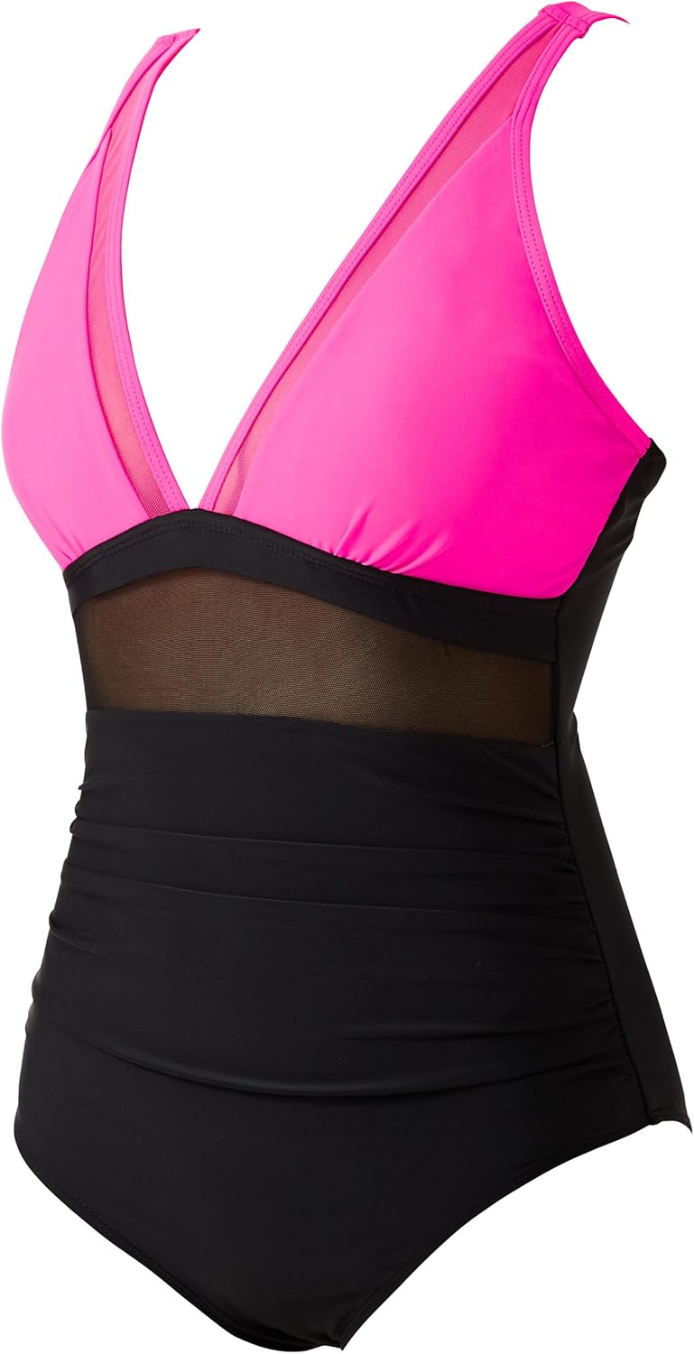 SUUKSESS Women Sexy Mesh Tummy Control Swimsuit Push Up High Waisted Bathing Suit