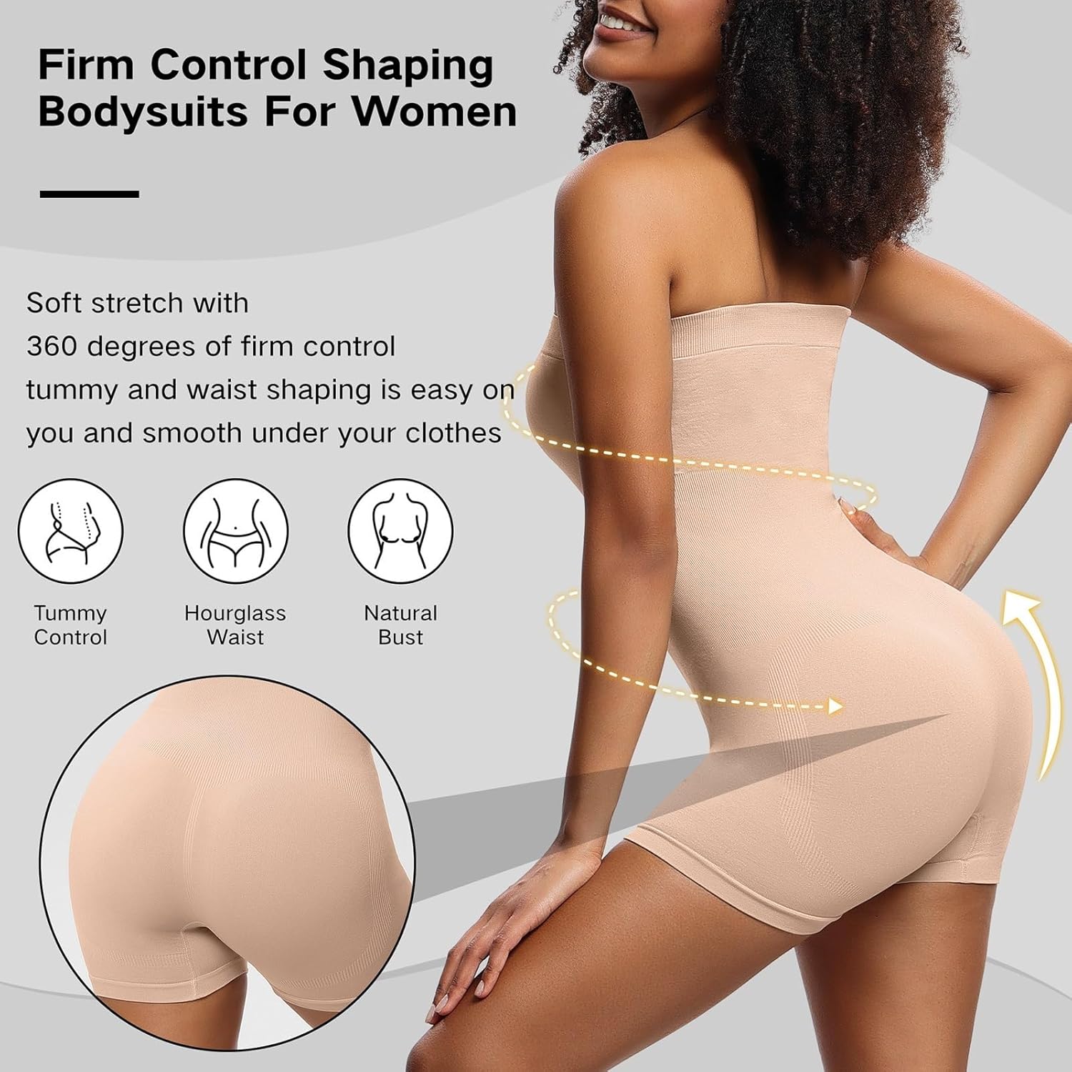 Vibecurve® Women's Seamless Removable StraplessBodysuits For Women's Yoga Rompers