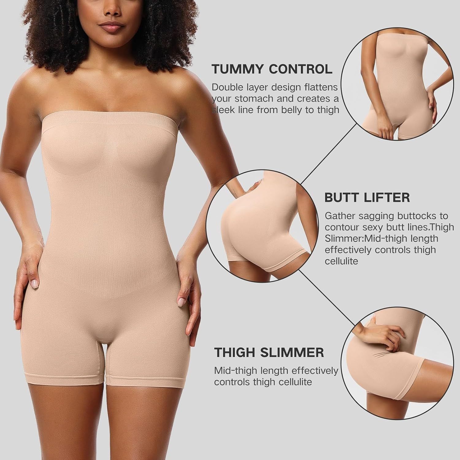Vibecurve® Women's Seamless Removable StraplessBodysuits For Women's Yoga Rompers