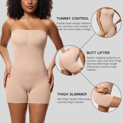 Vibecurve® Women's Seamless Removable StraplessBodysuits For Women's Yoga Rompers