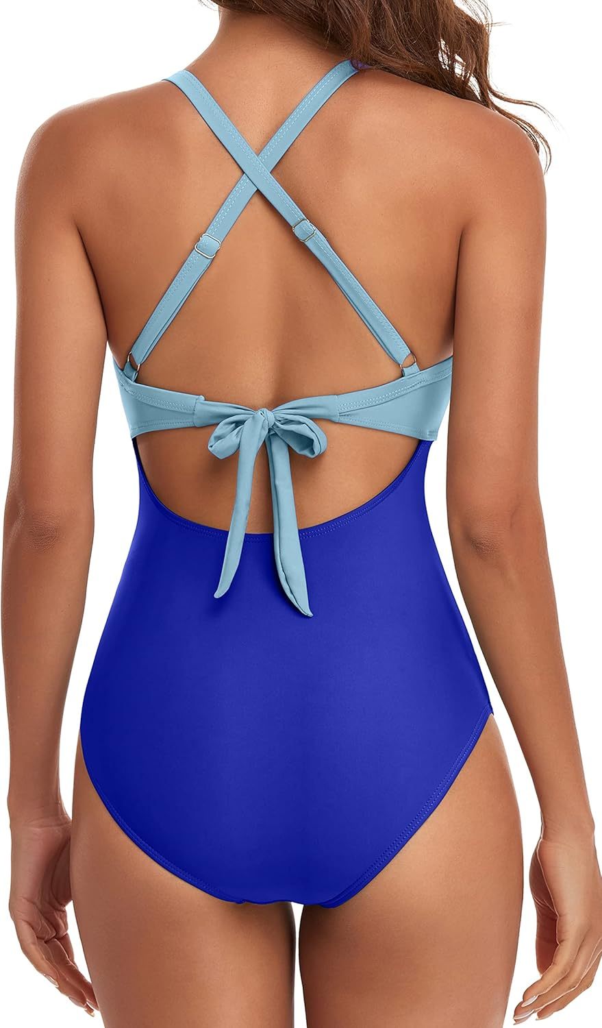 Vibecurve® Women's One Piece Swimsuits Tummy Control Cutout High Waisted Bathing Suit Wrap Tie Back 1 Piece Swimsuit